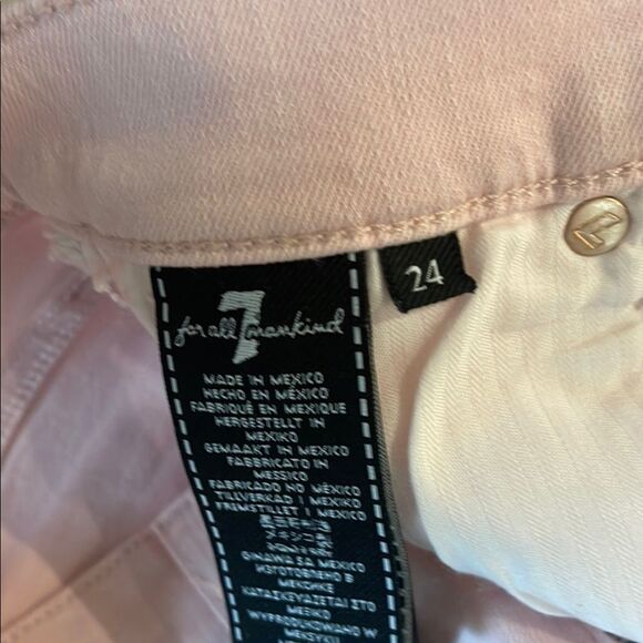 7 For All Mankind Light Pink Frayed Jean Shorts - Picture 5 of 6